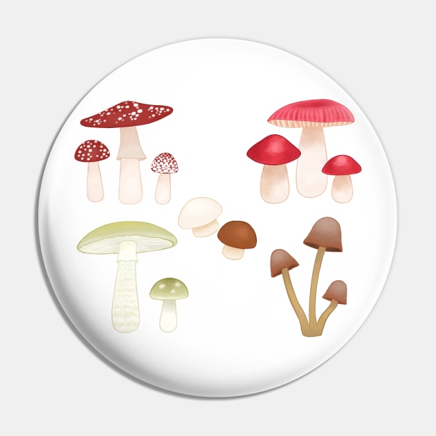Mushroom Assortment Pin by Snoozy