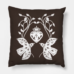 white birds and heart Pillow