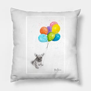 Little Frenchie and The Balloons Pillow