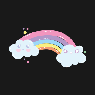 cute rainbow clouds hopeful cartoon design T-Shirt