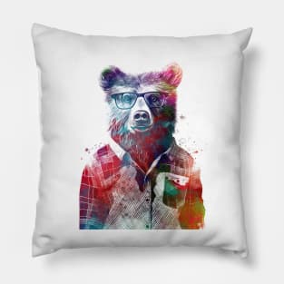 Bear hipster graphic art Pillow