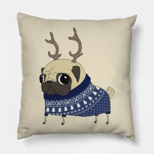 Reindeer Pug Pillow