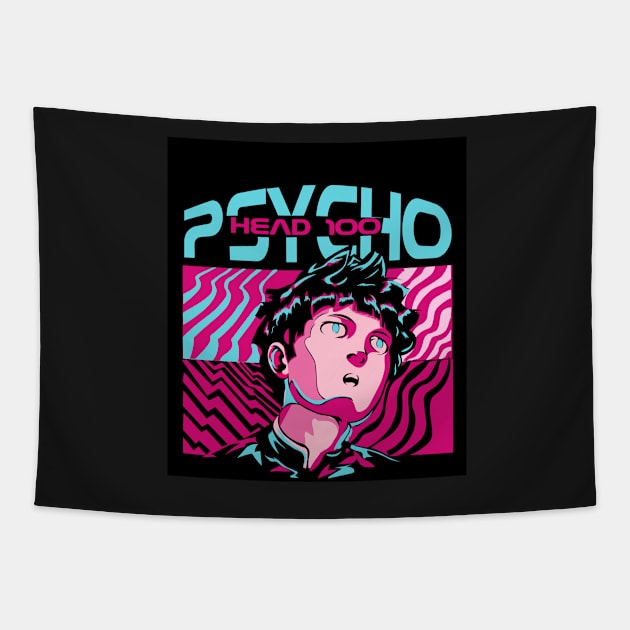 Psycho Head Tapestry by lounesartdessin