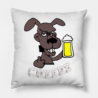 Friendly Dog Drinking Beer Pillow