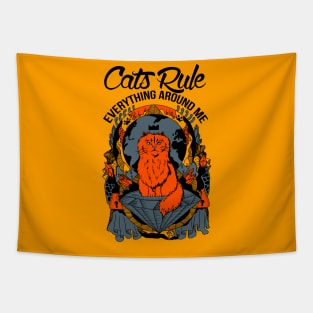 Orangrey Cats Rule Everything Around Me Tapestry