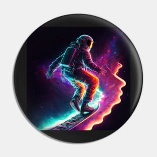 Astronaut surfing in space Pin