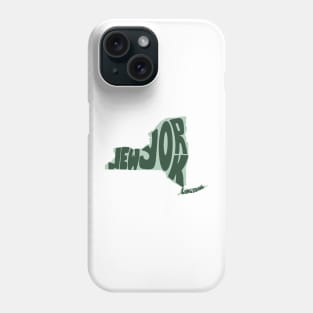 New York Map Outline Bubble Letters- green Phone Case