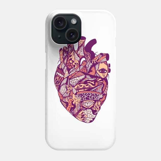 Peach Transparent Heart Phone Case by kenallouis