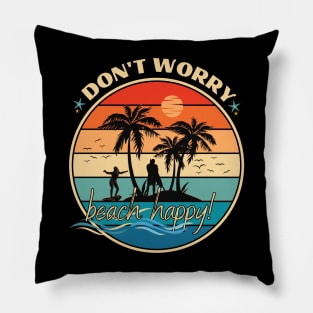 Golden Horizons: Embrace the Beachside Bliss Pillow