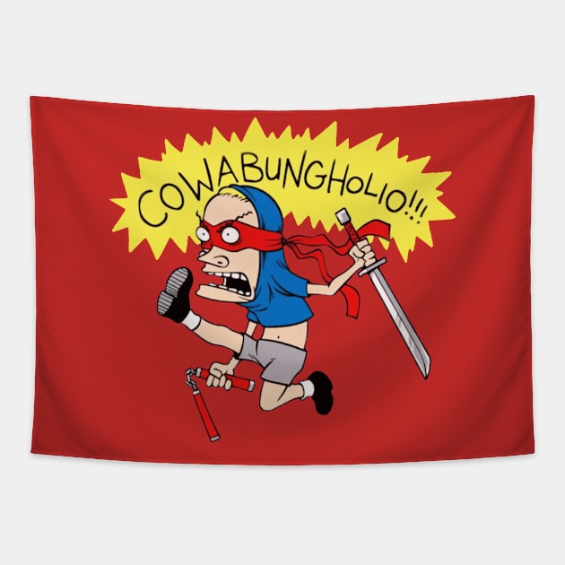 Cowabungholio Beavis Fight Tapestry by EvangelistaPro