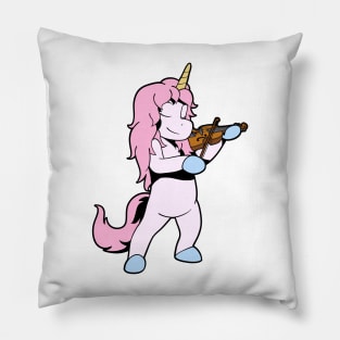 Comic unicorn playing violin Pillow