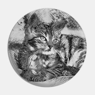 AnimalArtBW Cat 005 Pin