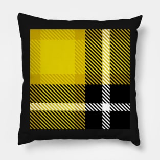 Yellow and Black  buffalo plaid check fabric design Pillow