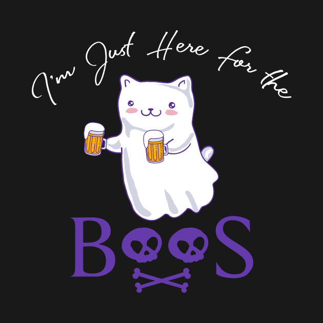 Cute Cat Ghost Halloween I'm Just Here For The Boos by anubis1986