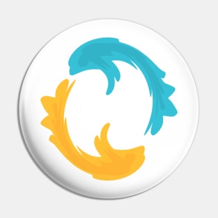 Blue and yellow fish in circle Pin