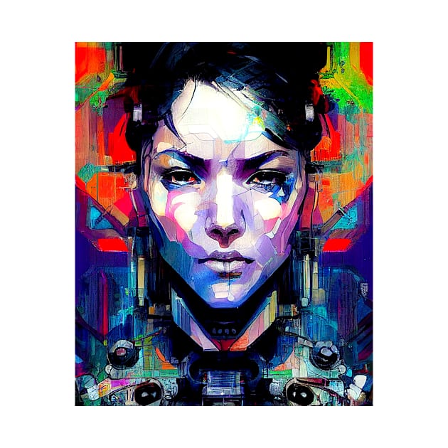 Glitch Cyberpunk Android Girl by Edongski303 Teepublic Merch