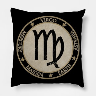 Vintage Virgo Zodiac Sign Horoscope Astrology Symbol Pillow