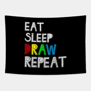 Eat Sleep Draw Repeat Funny Paint Sketching Drawing Artist Tapestry