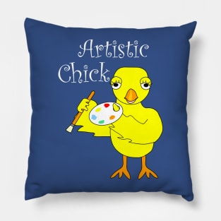 Artistic Chick White Text Pillow