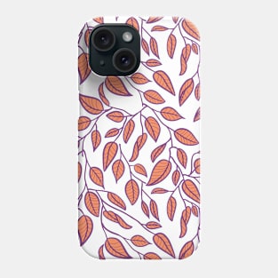 Minimalist Leaf Line Art Illustration as a Seamless Surface Pattern Design Phone Case