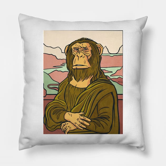 Monkey Lisa Pillow by Digital-Zoo