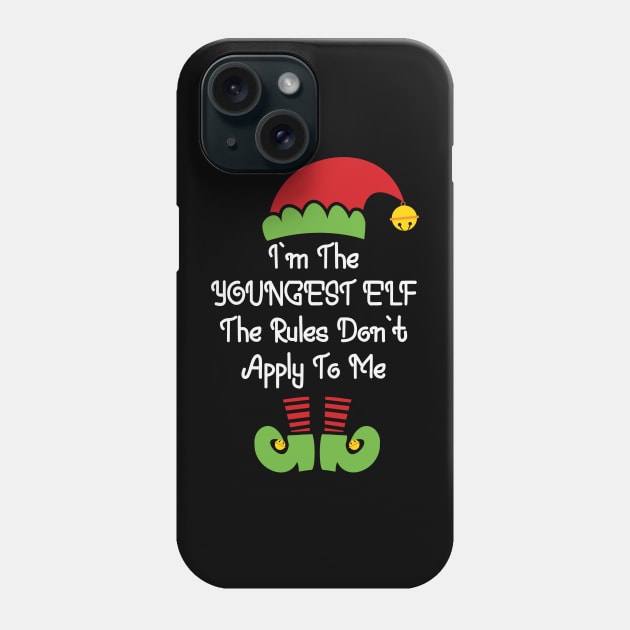 I'm the youngest elf, the rules don't apply to me Funny Elf Costume Christmas Matching Family Gift Phone Case by BadDesignCo