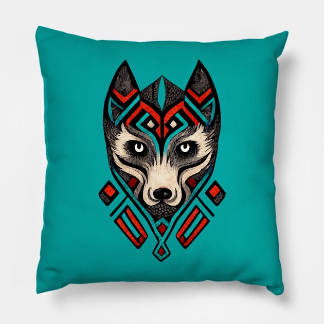 Aztec Wolf III Pillow by CatyArte