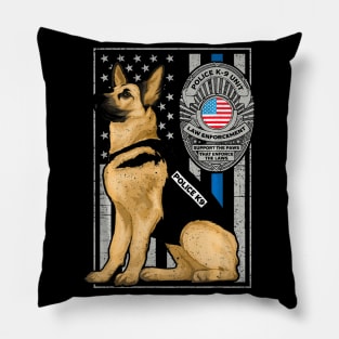 Police K 9 Unit German Shepherd Dog Thin Blue Line Pillow