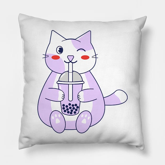 Light purple cat Pillow by Itsme Dyna