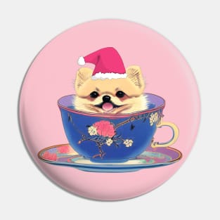 Cutest Pink Teacup Pomeranian Puppy in Merry Christmas Day Pin