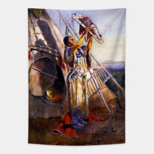 “Sun Worship in Montana” by Charles Russell Tapestry