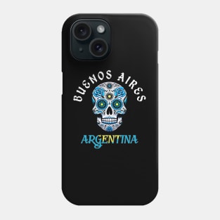 Sugar Skull Buenos Aires Argentina Distressed Flag Phone Case