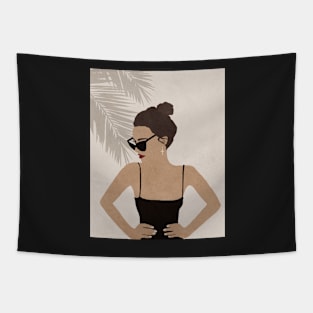 Girl, Fashion girl, Boho style art, Mid century art Tapestry