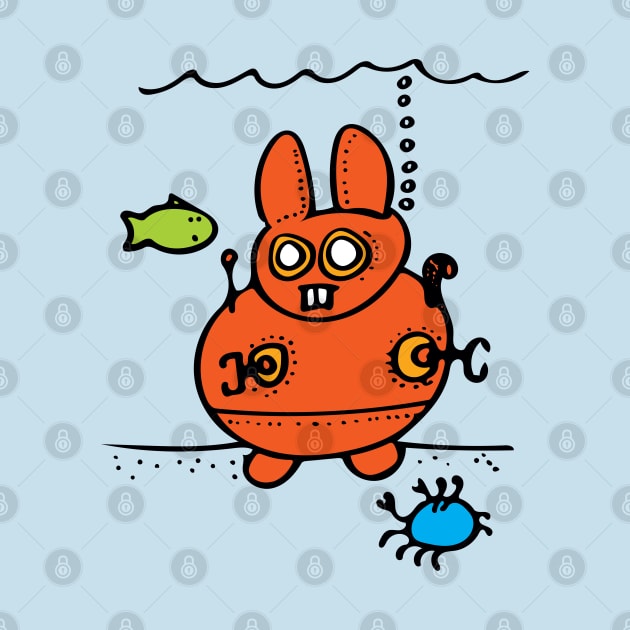 BUNNY SUBMARINE ILLUSTRATION - SUBMERSIBLE VEHICLE FROM MY BOOK 'THE EASTER BUNNY'S UNDERSEA ADVENTURE!' by CliffordHayes