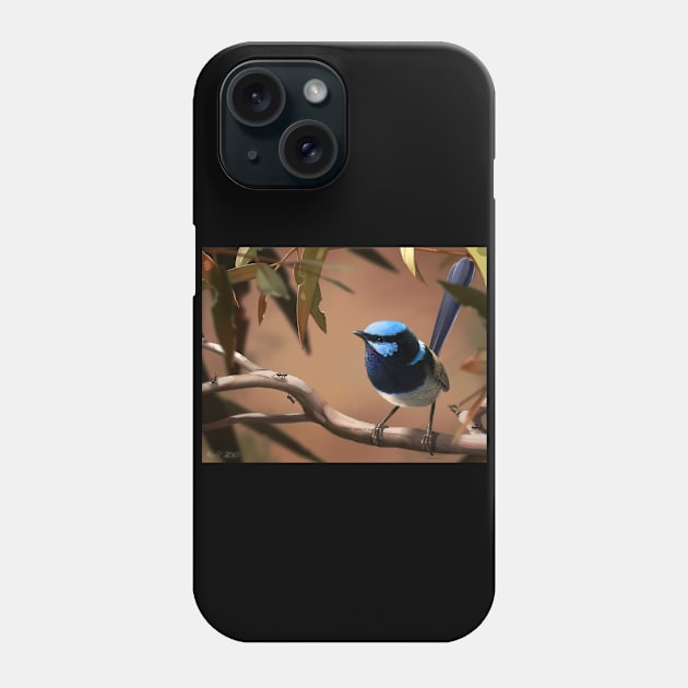 Fairy Wren Phone Case by AlexRiesArt