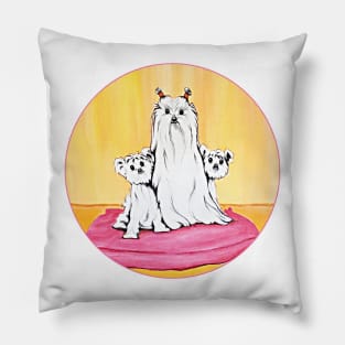 Maltese Dog Family. Pillow