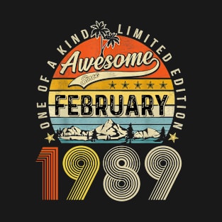 Awesome Since  February 1989 Vintage 34th Birthday T-Shirt