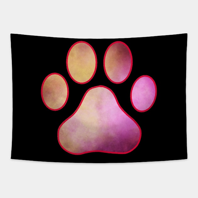 dog print paw Tapestry by Lin Watchorn 