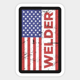 Welders Vintage American Flag Welder Gift' Sticker