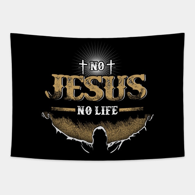 No Jesus No Life Christian Gift Tapestry by Merchweaver