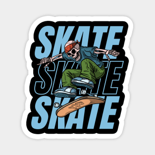 Skateboard Skull Magnet