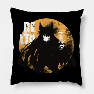 The Eminence in Shadow Delta in Vintage Distressed Minimalist Anime Characters Design with Japanese Name Pillow