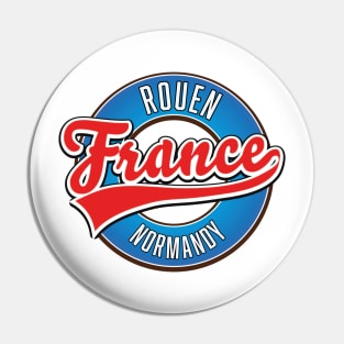 Rouen Normandy France retro logo Pin