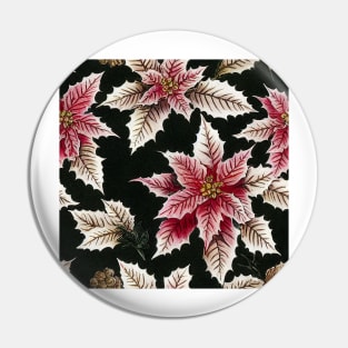 Vintage Florals Christmas Poinsettia Watercolor Pin