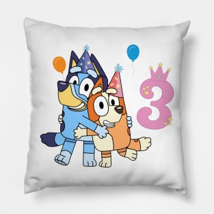 Bluey Happy 3 Years Birthday Pillow