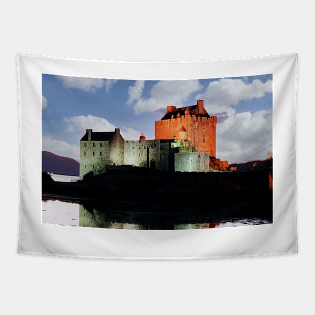 Eilean Donan Castle in the Highlands of Scotland , Eilean Donan Castle is one of the finest Scottish castles Tapestry by goldyart