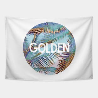 Golden Palm Trees Design - Inspiring Quotes Tapestry