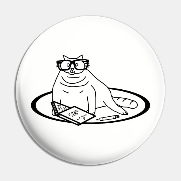 Funny Fat Cat Reads Book For Animals Pin by ellenhenryart