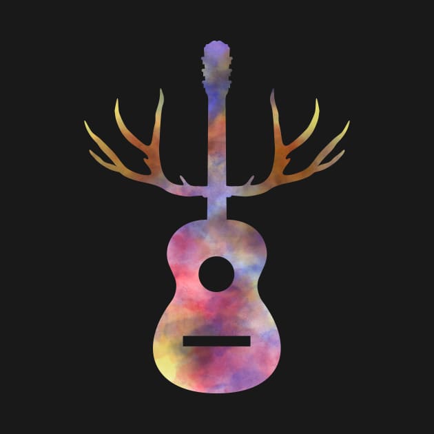 Hunter's Guitar with Antlers by cottoncanvas