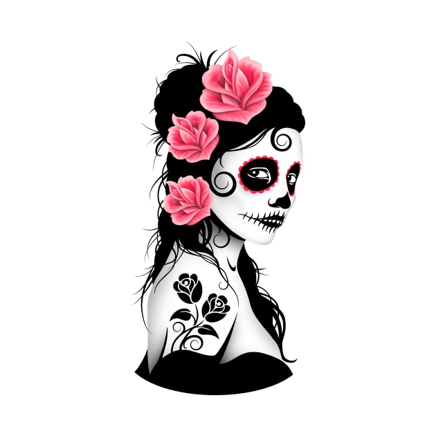 Pink Day of the Dead Sugar Skull Girl by jeffbartels